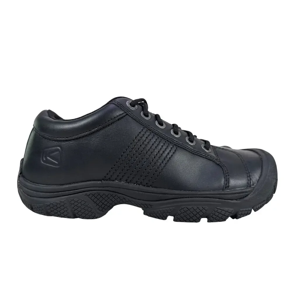 Keen‎ PTC Oxford Work Shoes Mens 8 Black Leather Slip Resistant Comfort Casual